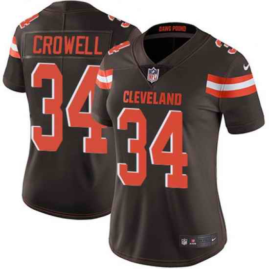 Nike Browns #34 Isaiah Crowell Brown Team Color Womens Stitched NFL Vapor Untouchable Limited Jersey